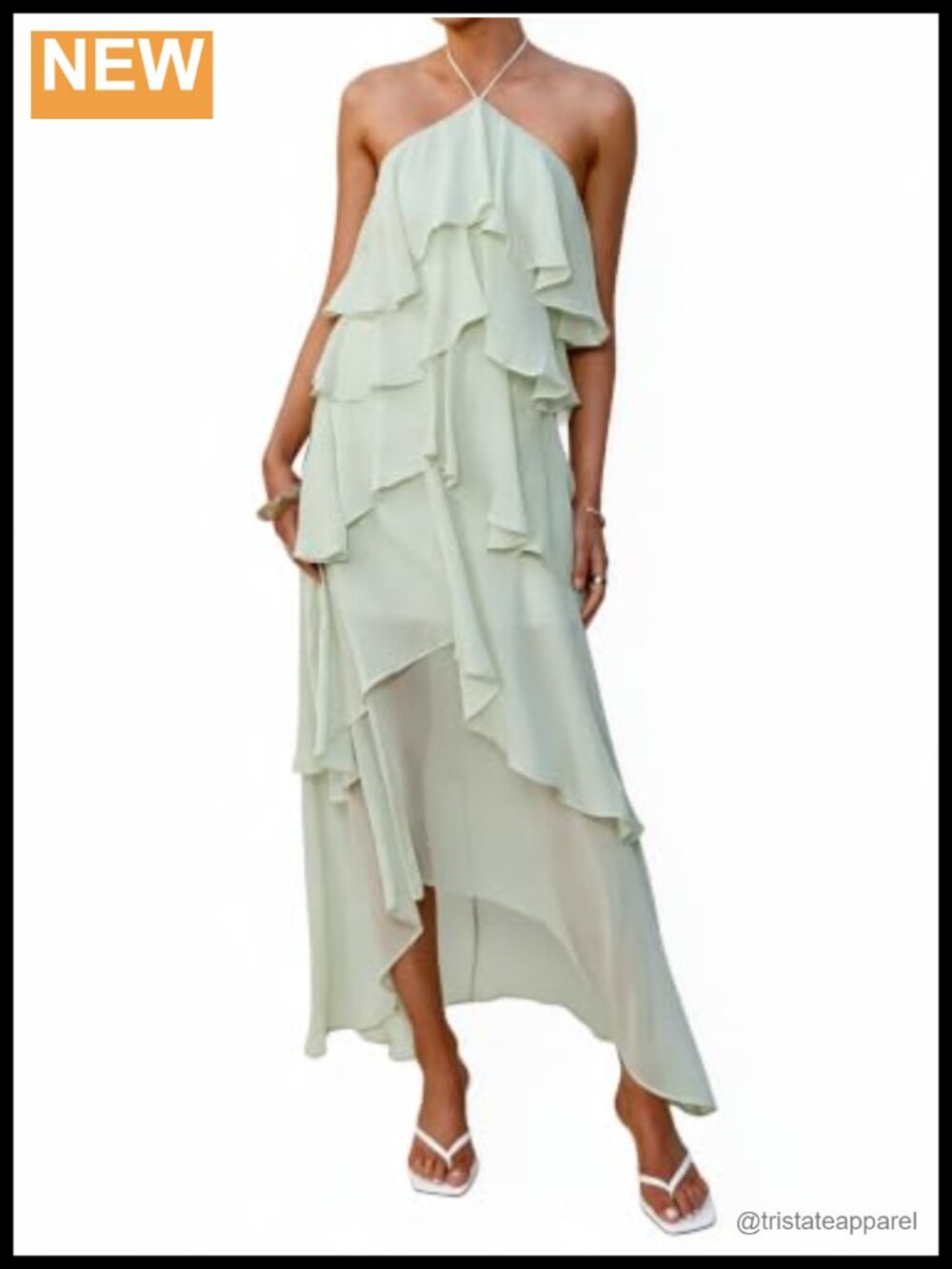 Halter Tiered Maxi Dress Wedding Guest Formal Slim Fit